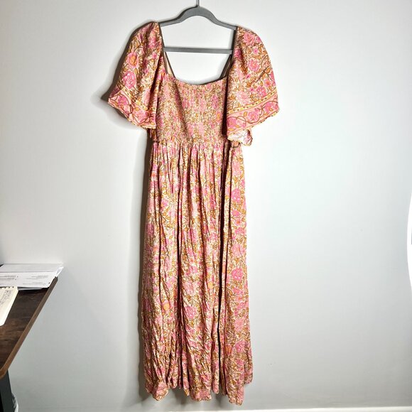 Baltic Born Evanthia Floral Pink Brown Boho Deep V Maxi Dress Flowy Bohemian XL - Picture 6 of 6